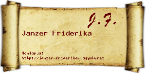 Janzer Friderika névjegykártya